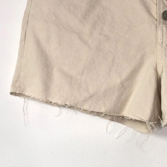 Reformation Amy Button Fly High Rise Cutoff Denim Shorts in Bone - Picture 3 of 8